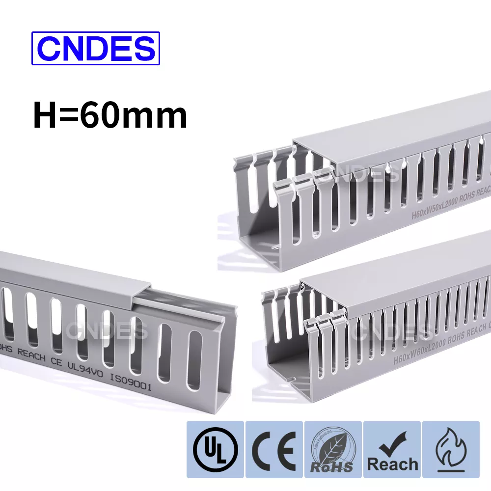 60 mm kõrgune hall piludega PVC juhtmekanal